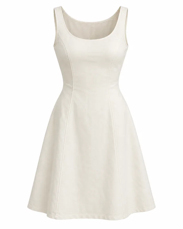 Ivory cotton sleeveless a-line dress