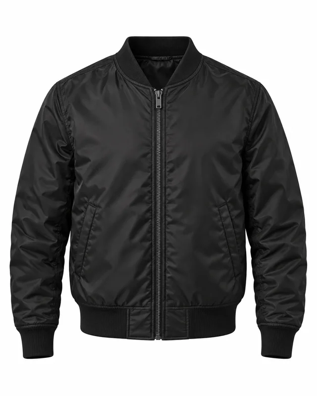 Black nylon bomber jacket