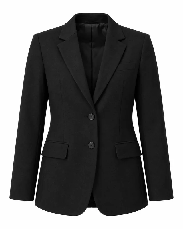 Black wool two-button tailored blazer