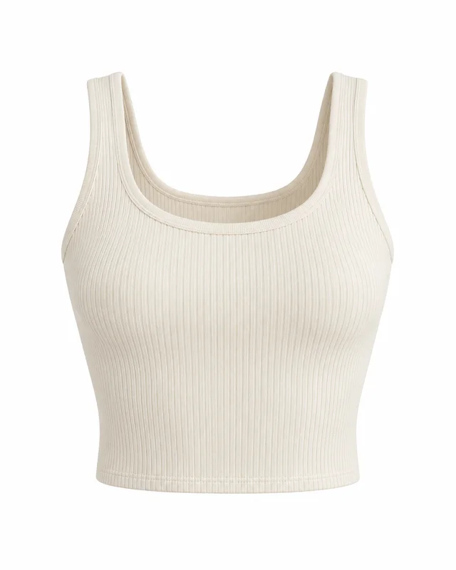 Ivory knit ribbed crop tank