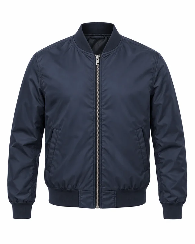 Navy nylon bomber jacket