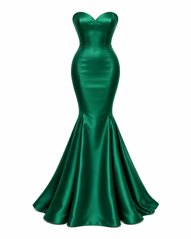 Emerald satin mermaid gown