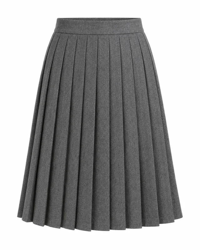 Grey wool knife-pleat skirt