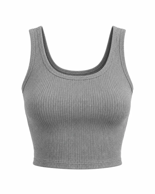 Grey knit ribbed crop tank