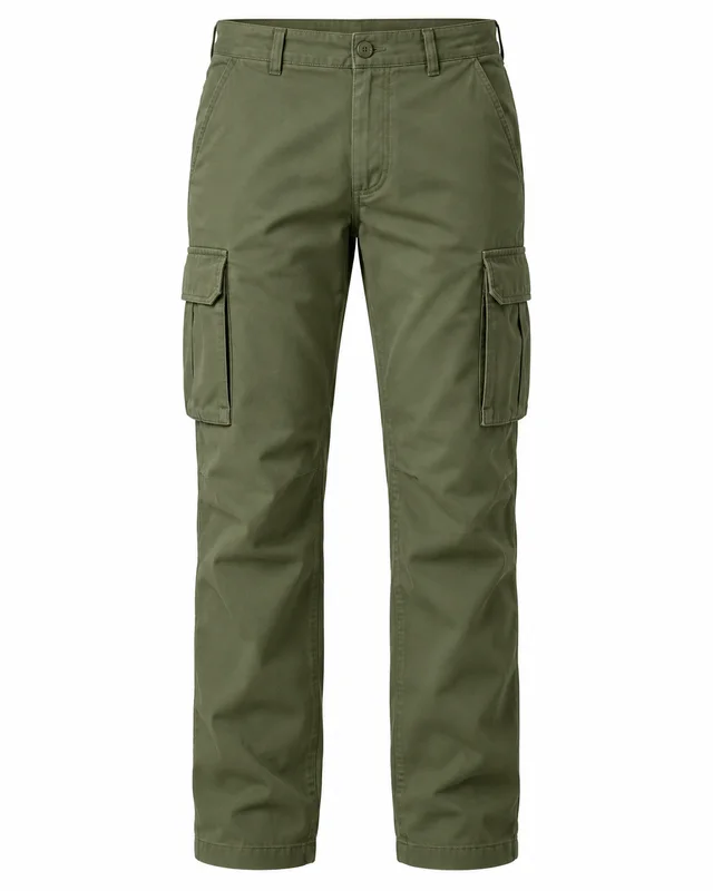 Olive cotton cargo trousers
