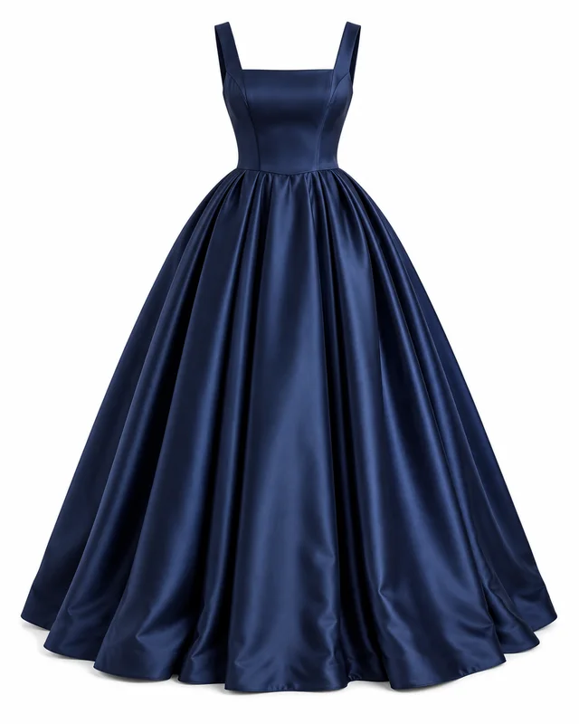 Navy satin ball gown