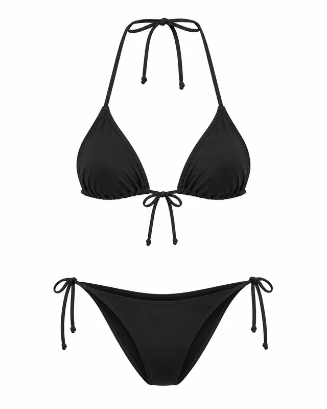 Black nylon triangle bikini