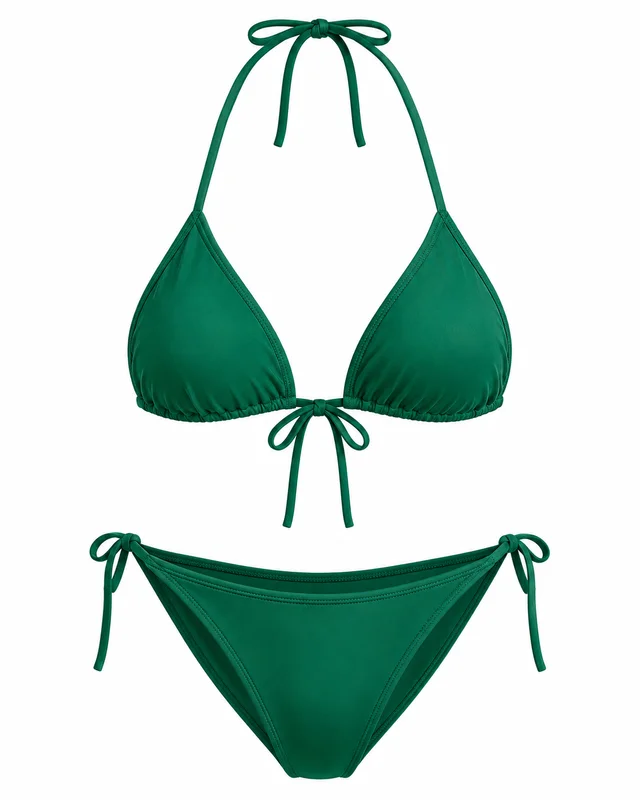Emerald nylon triangle bikini